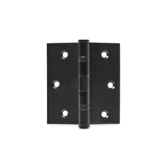 3.5" x 3.5" Matte Black Square door hinge. Stainless steel, rust-proof pins for added durability. 30 pounds per hinge. Easy to install. Luxury interior door hardware for home design. Zuperior Hardware online shop for contemporary design door hardware.