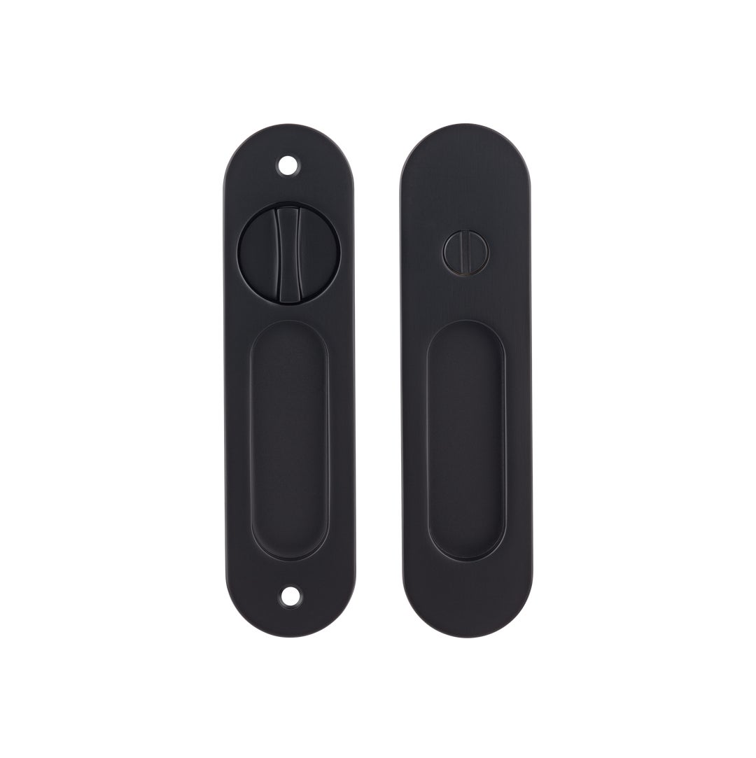 Zuperior matte black sliding door lock. made of durable stainless steel and zinc alloy. Hidden handles for invisible home design. Prefect for pocket doors, sliding barn doors, folding doors, French doors, sliding patio doors