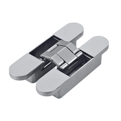 Matt chrome 3D Concealed door hinges. Minimalist home decor design for Framless door. suitable for unrebated, flush faced invisible, folding and swing doors. Supports a load capacity of 60kg (2 pieces)