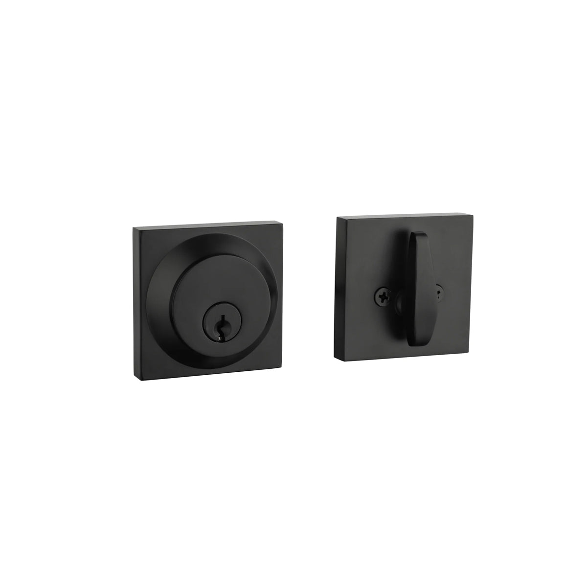 Square matt black door deadbolt. Single cylinder deadbolt with a thickened anti-theft solid latch. Made of solid brass lock cylinder, zinc alloy lock body, and bolt. Door security lock for home and business.