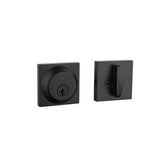 Square matt black door deadbolt. Single cylinder deadbolt with a thickened anti-theft solid latch. Made of solid brass lock cylinder, zinc alloy lock body, and bolt. Door security lock for home and business.