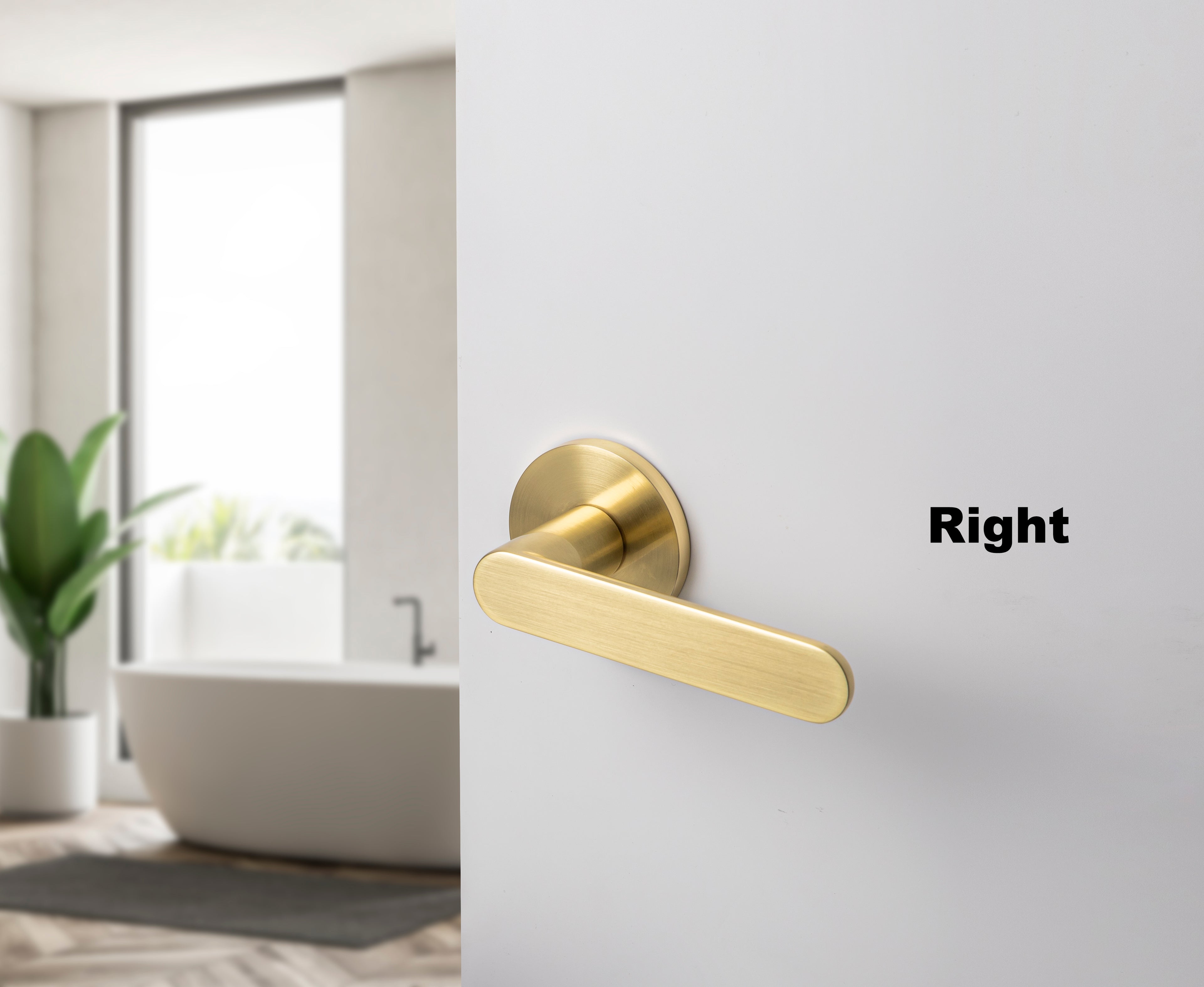 Satin brass door handles for bathroom and bedroom. Best collection door hardware for 2025 interior design.